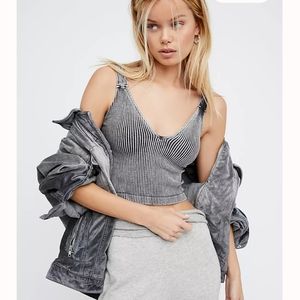 Free People Washed Seamless Crop - Washed Black